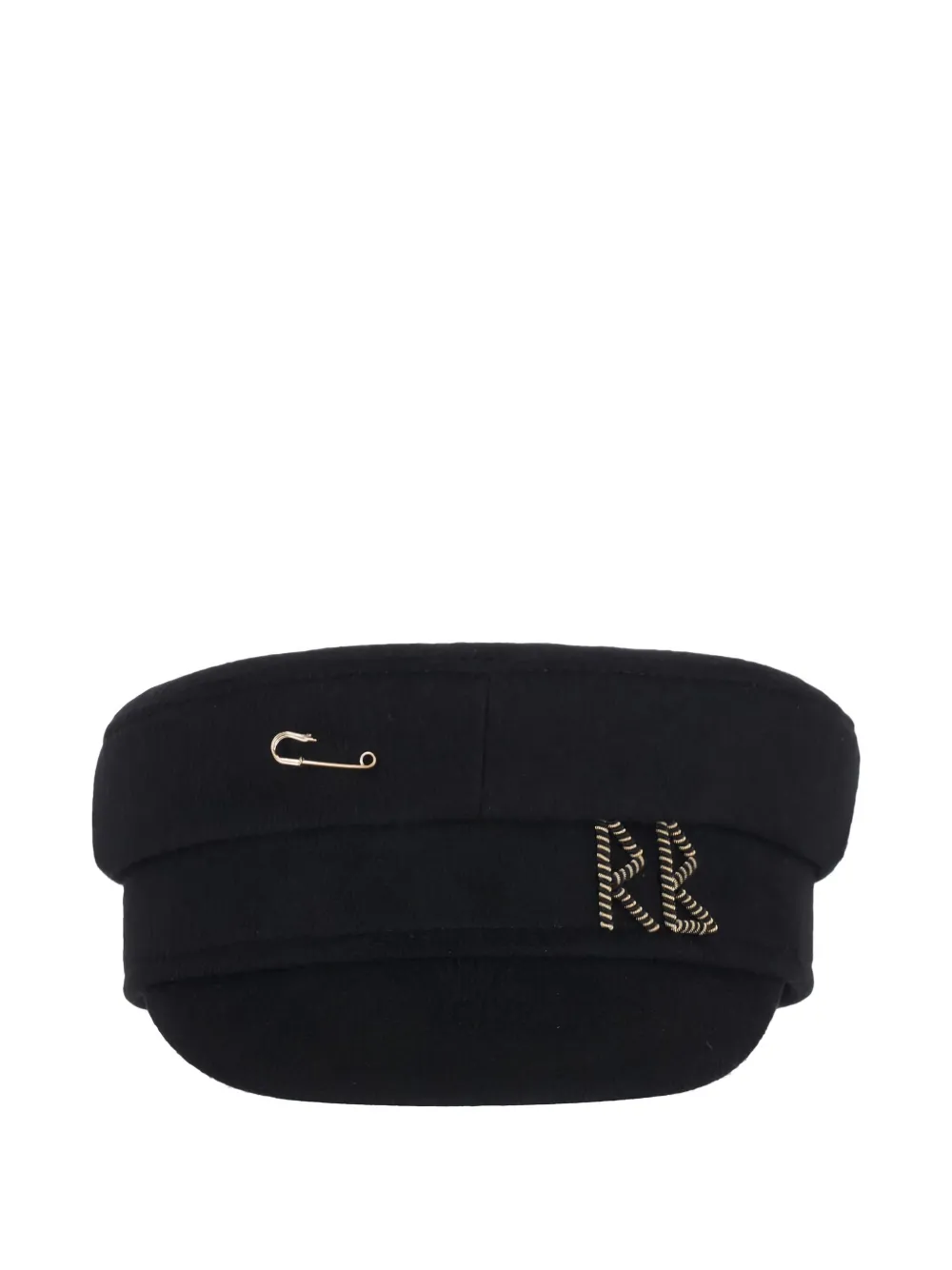 Ruslan Baginskiy Wool Hat With 'baker Boy' Brooch In Black