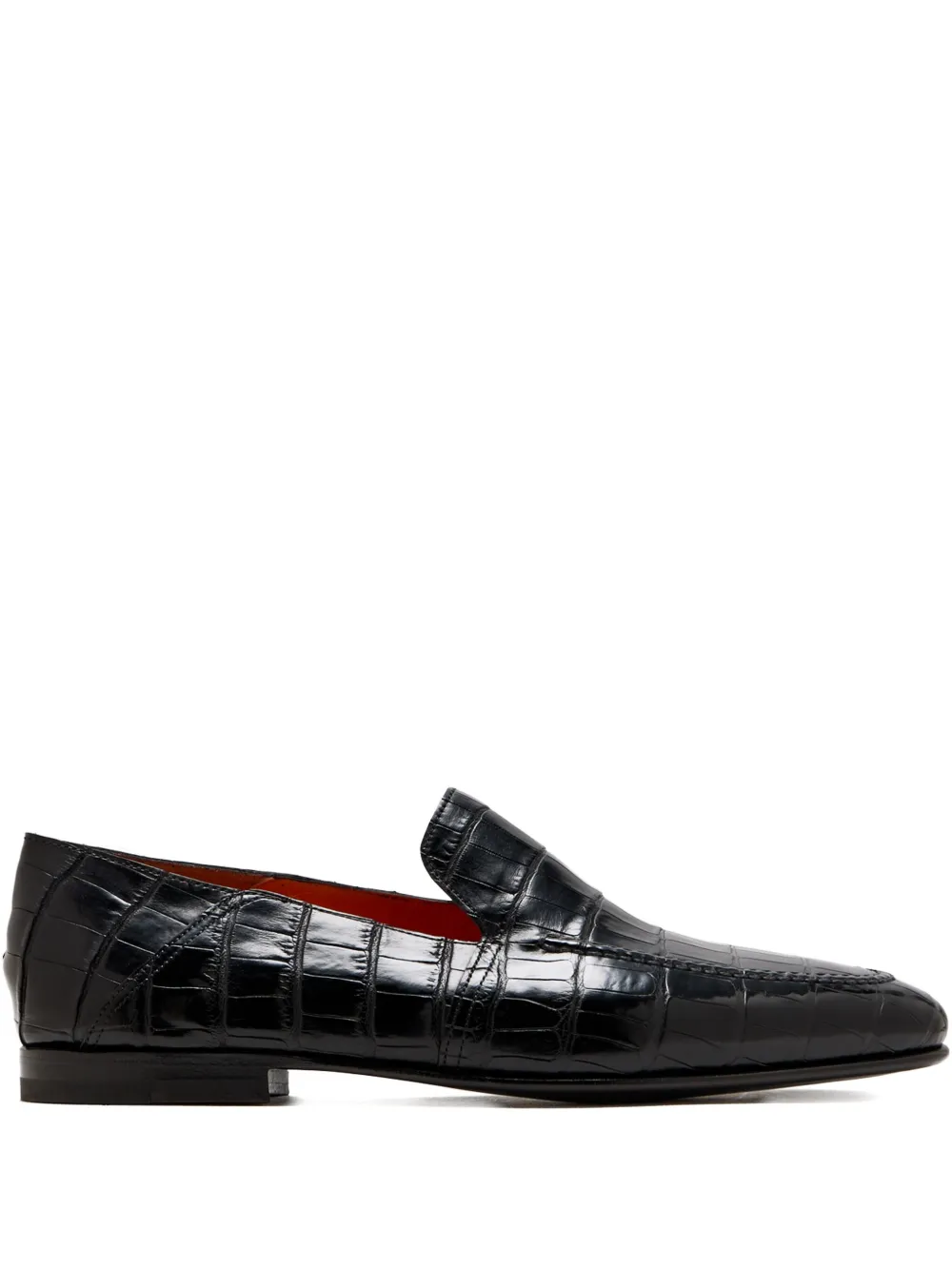 Santoni crocodile-embossed loafers Black