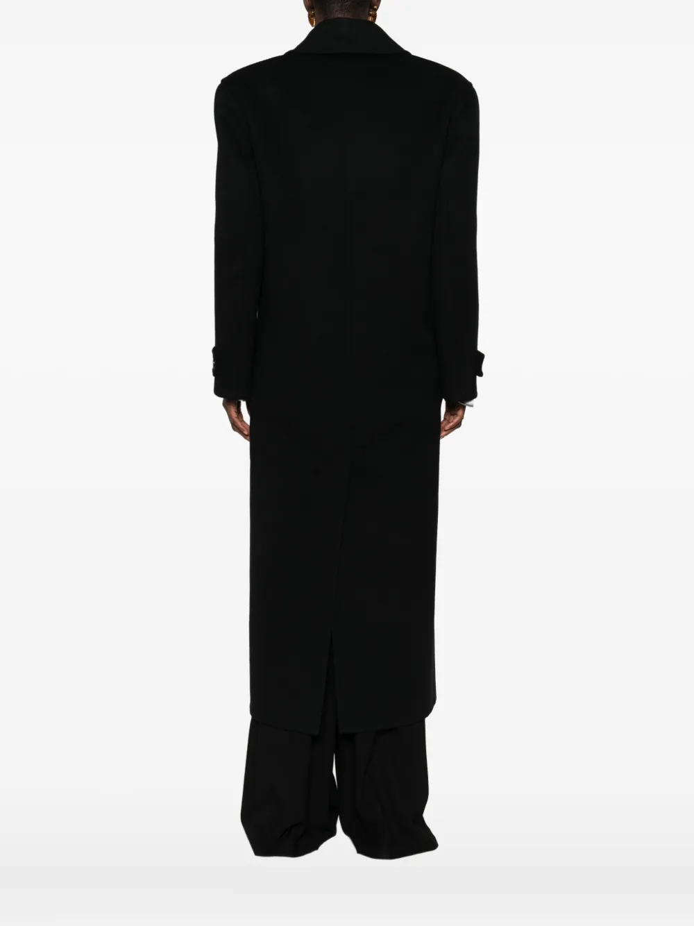 Saint Laurent Wollen jas met dubbele rij knopen Zwart