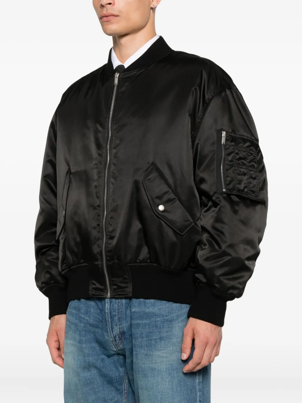 Saint Laurent Bomberjack met knoopsluiting Zwart
