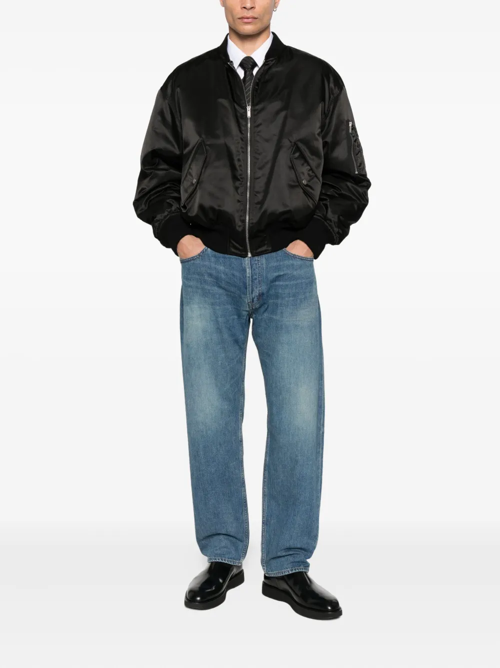 Saint Laurent Bomberjack met knoopsluiting Zwart