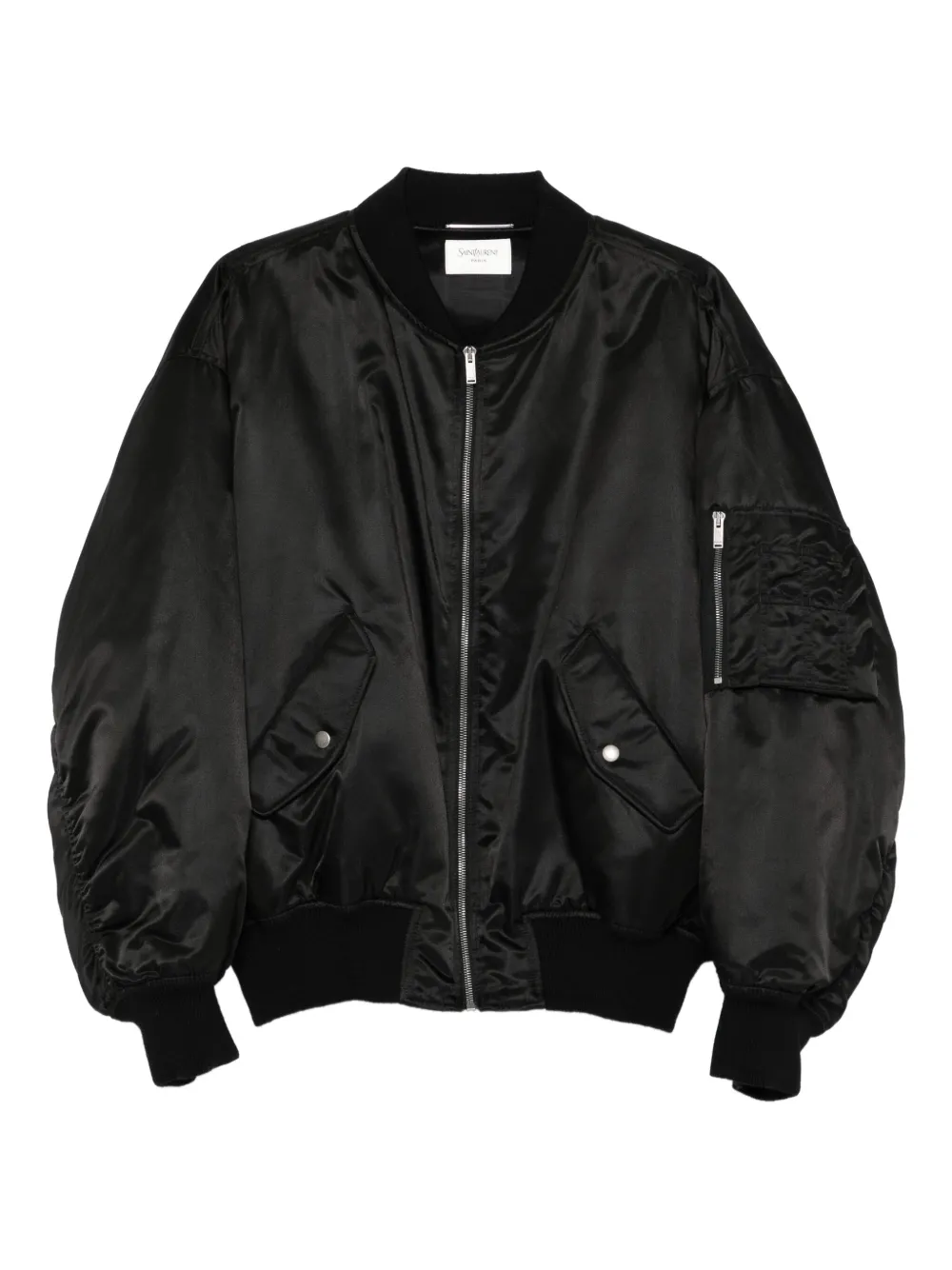 Saint Laurent Bomberjack met knoopsluiting Zwart
