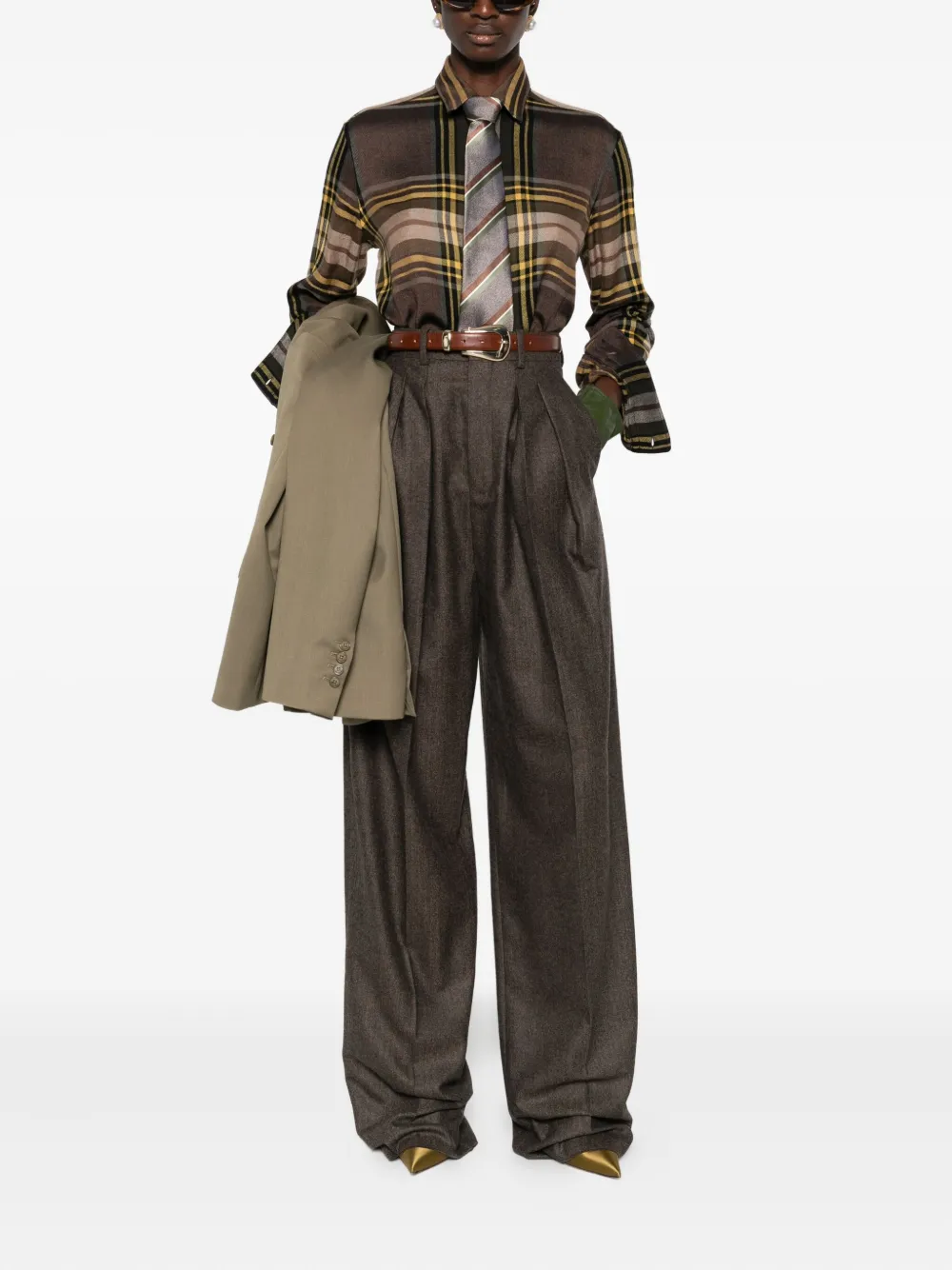 Saint Laurent Straight plooibroek Bruin