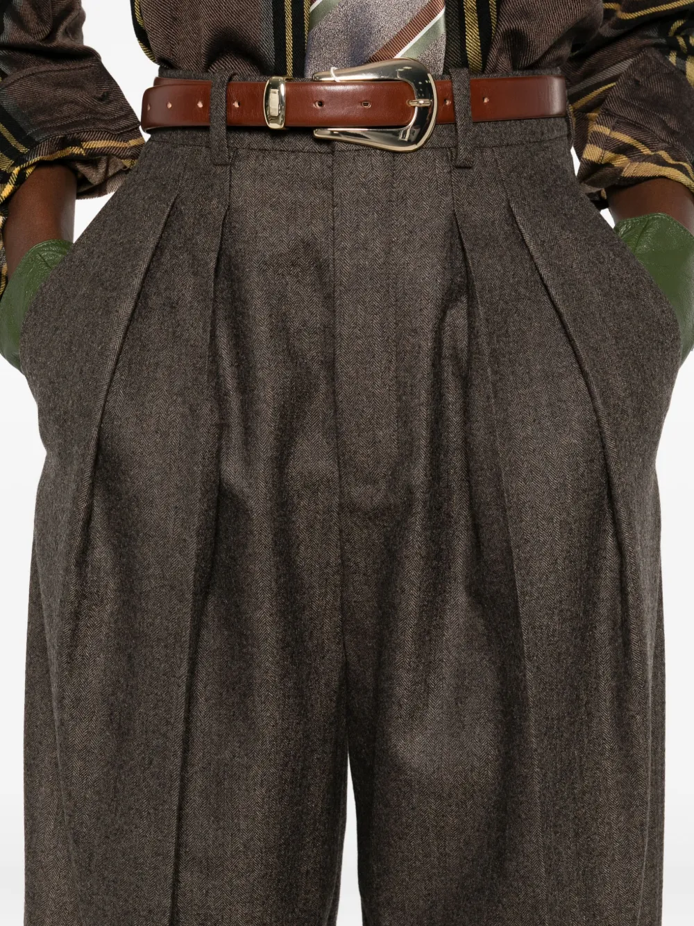 Saint Laurent Straight plooibroek Bruin