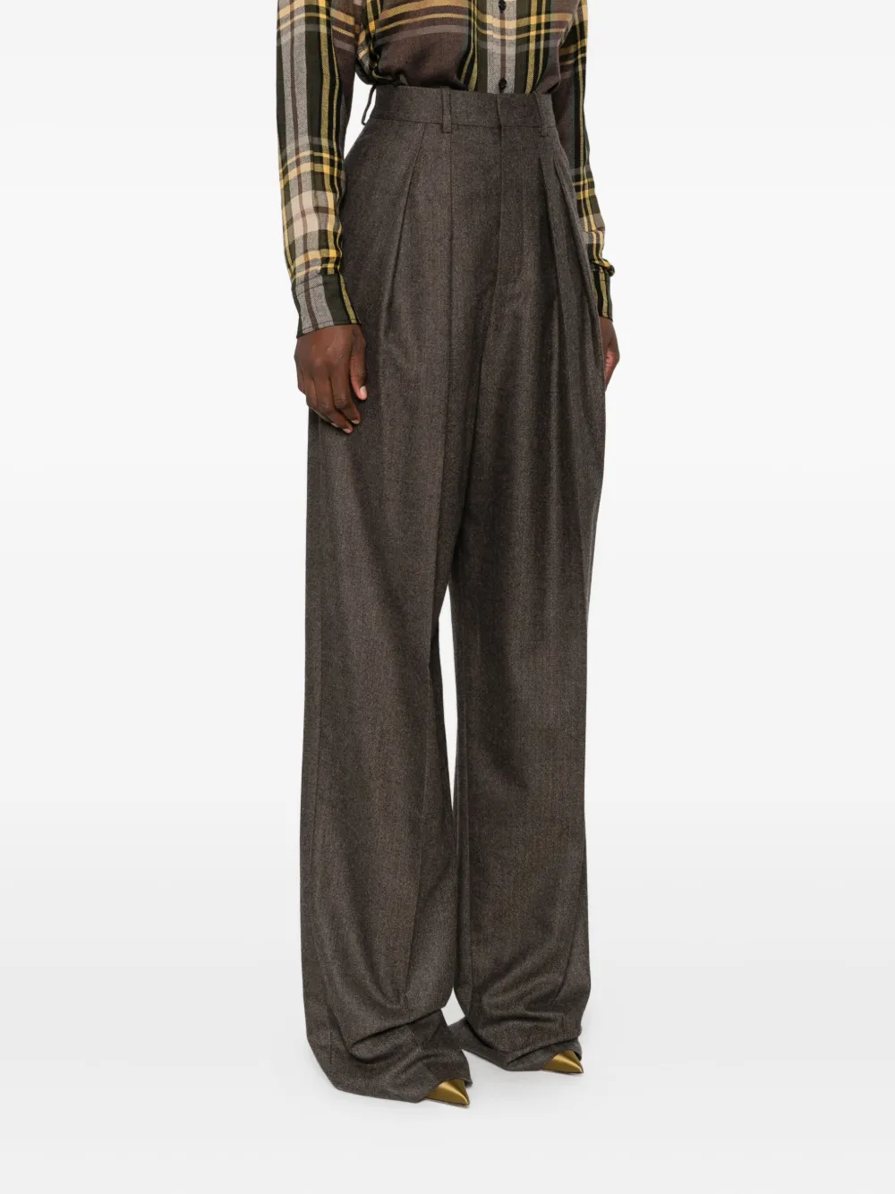 Saint Laurent Straight plooibroek Bruin