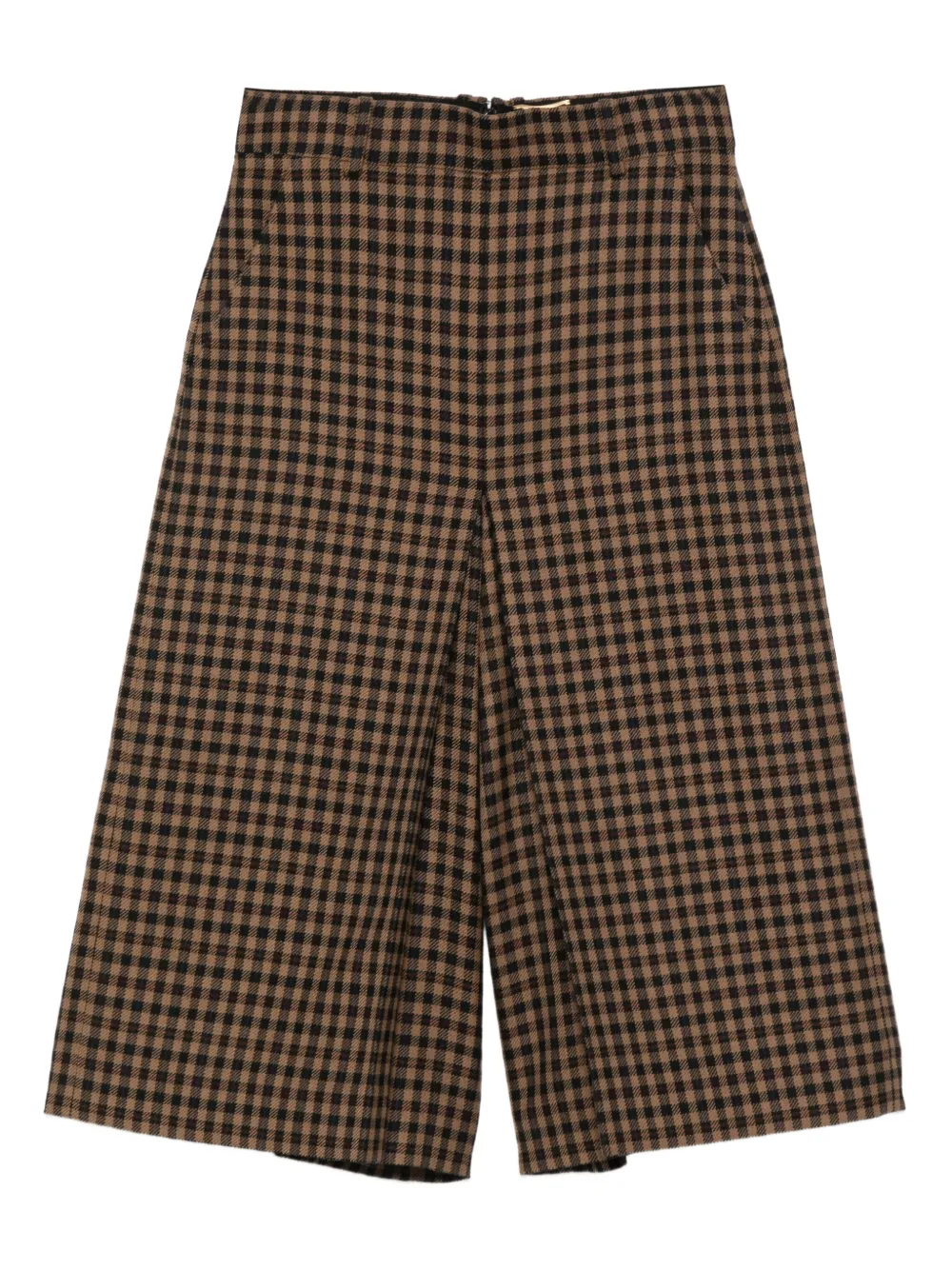 Saint Laurent Straight culotte met gingham ruit Bruin