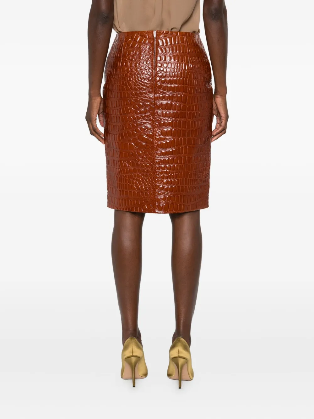 Saint Laurent Leren mini-rok met reliëf Bruin