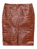 Saint Laurent embossed-leather short skirt - Brown