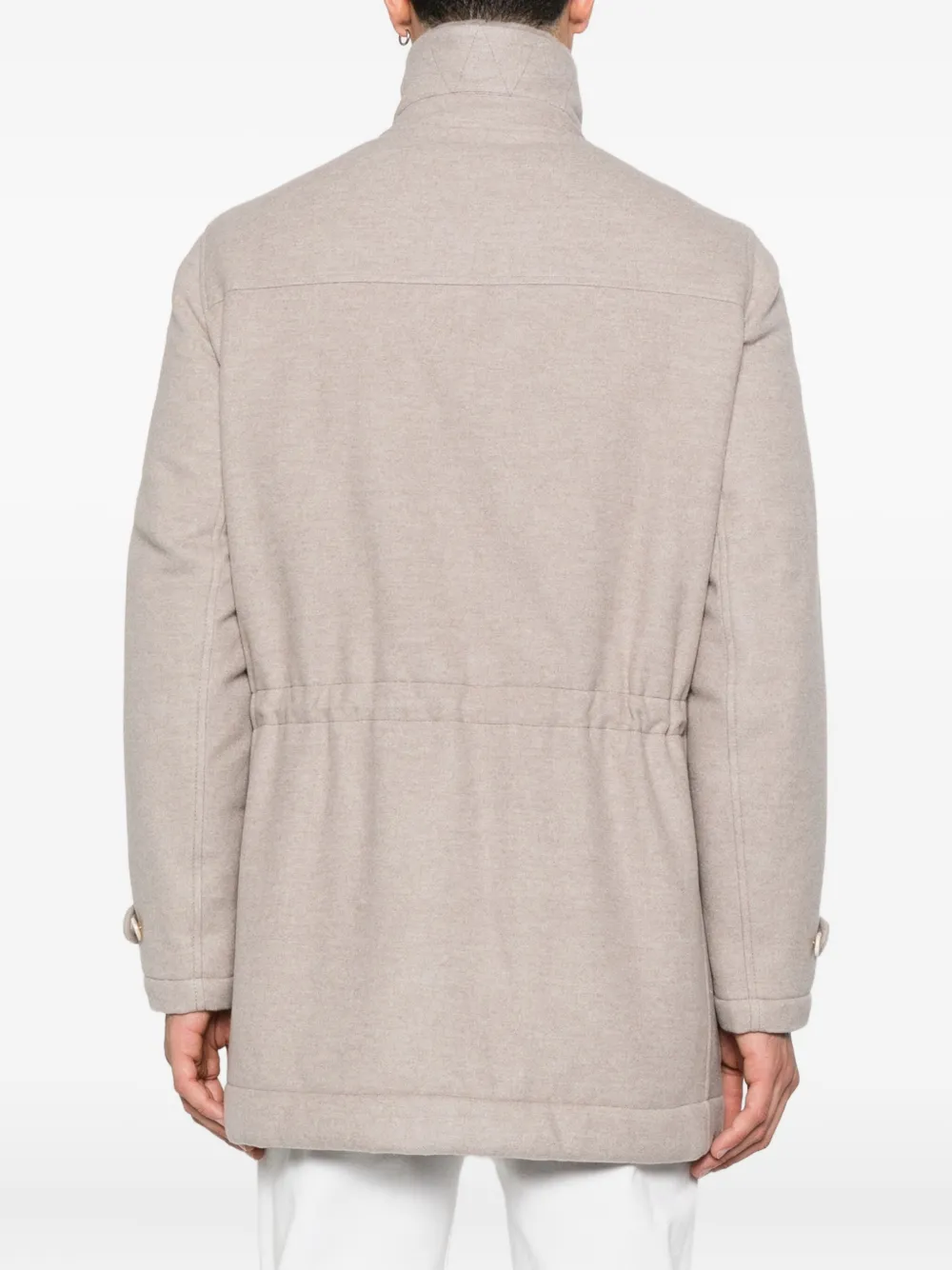 Brunello Cucinelli Jas met enkele rij knopen en afwerking Beige