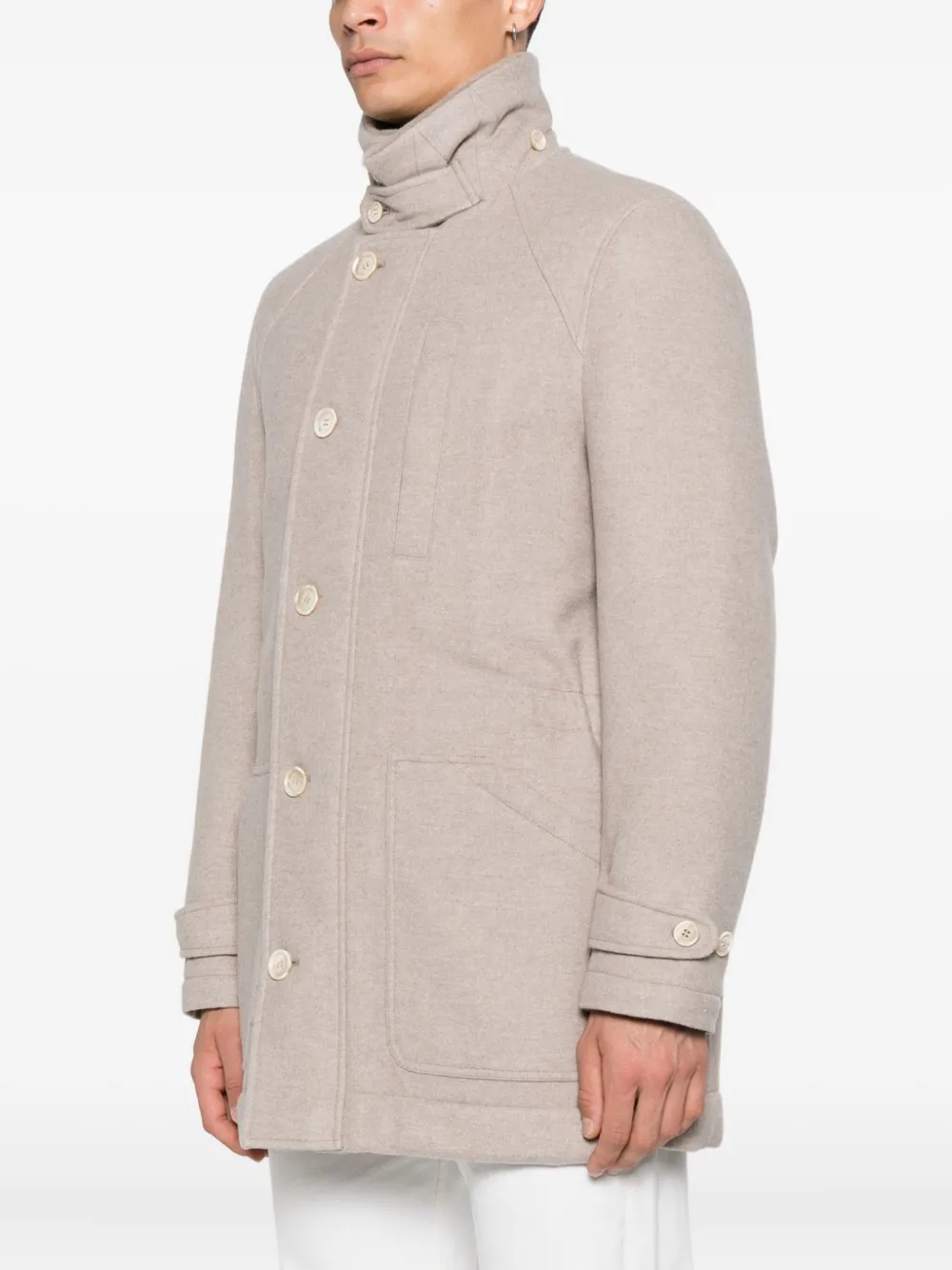 Brunello Cucinelli Jas met enkele rij knopen en afwerking Beige