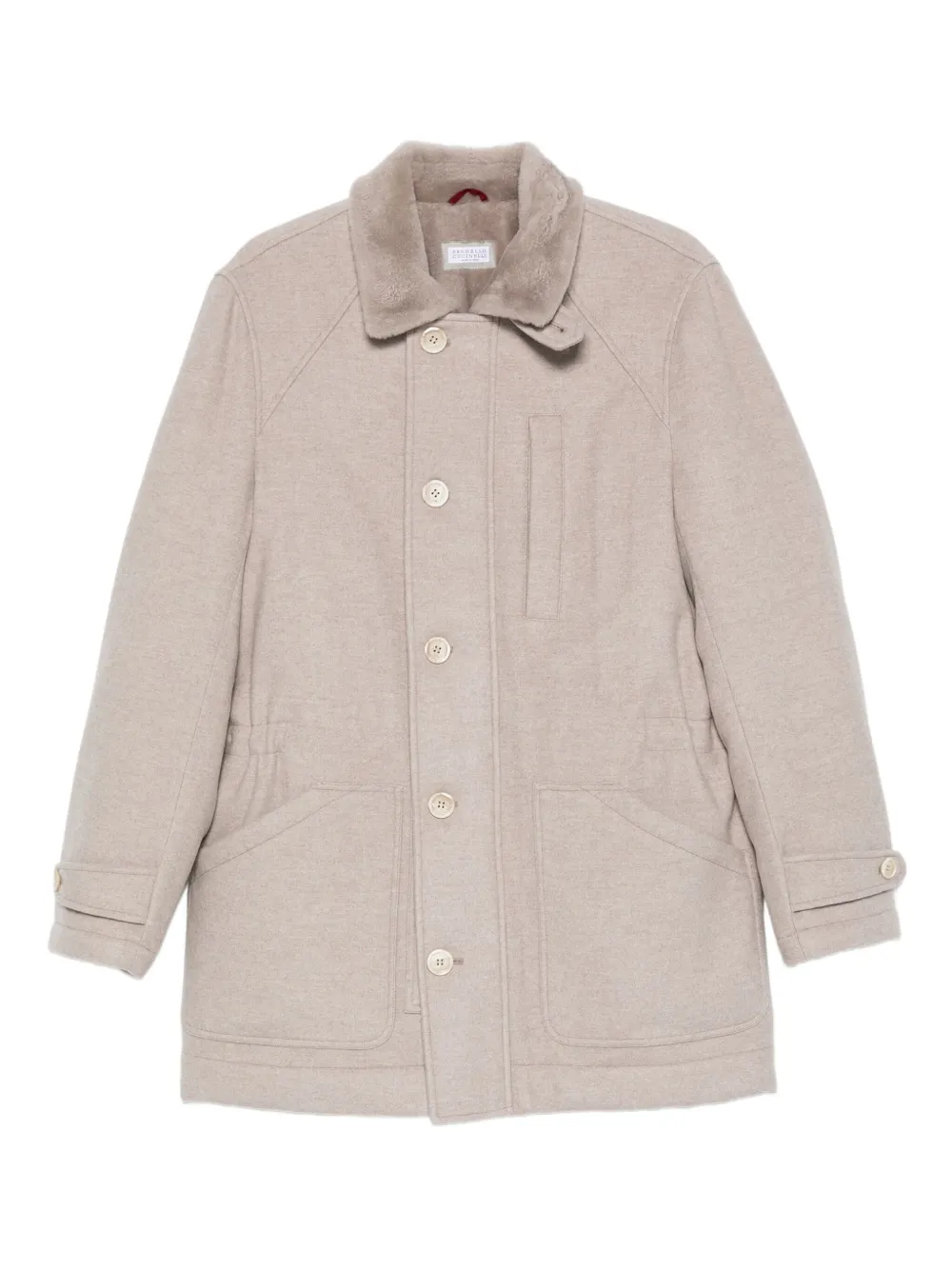 Brunello Cucinelli Jas met enkele rij knopen en afwerking Beige