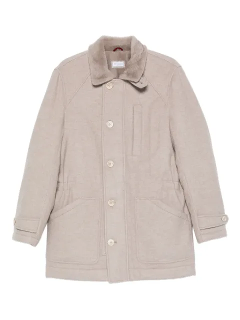 Brunello Cucinelli manteau boutonné à col bordé