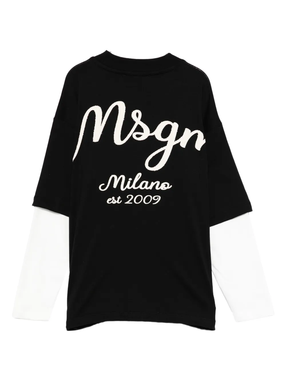 MSGM Kids layered logo-embroidered T-shirt Zwart