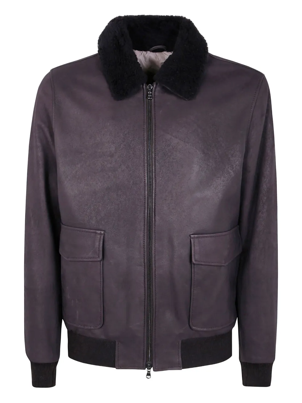 Barba Boston shearling-trim jacket Paars