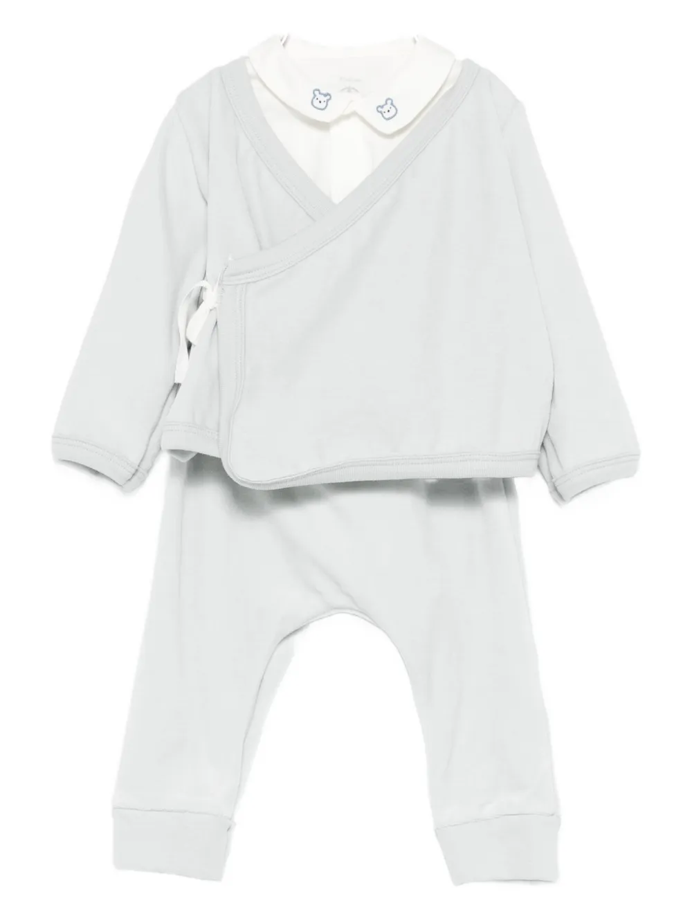 Petit Bateau Wrap-front Trouser Set (set Of Three) In White