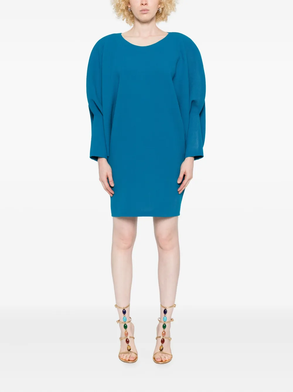Gianluca Capannolo Wollen mini-jurk met klokmouwen Blauw