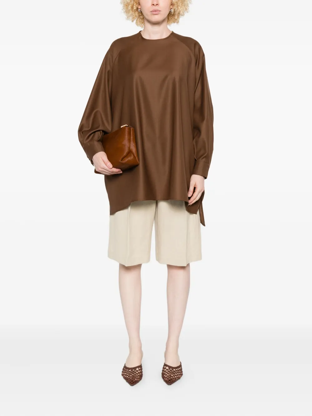 Gianluca Capannolo layered round-neck mini dress - Bruin