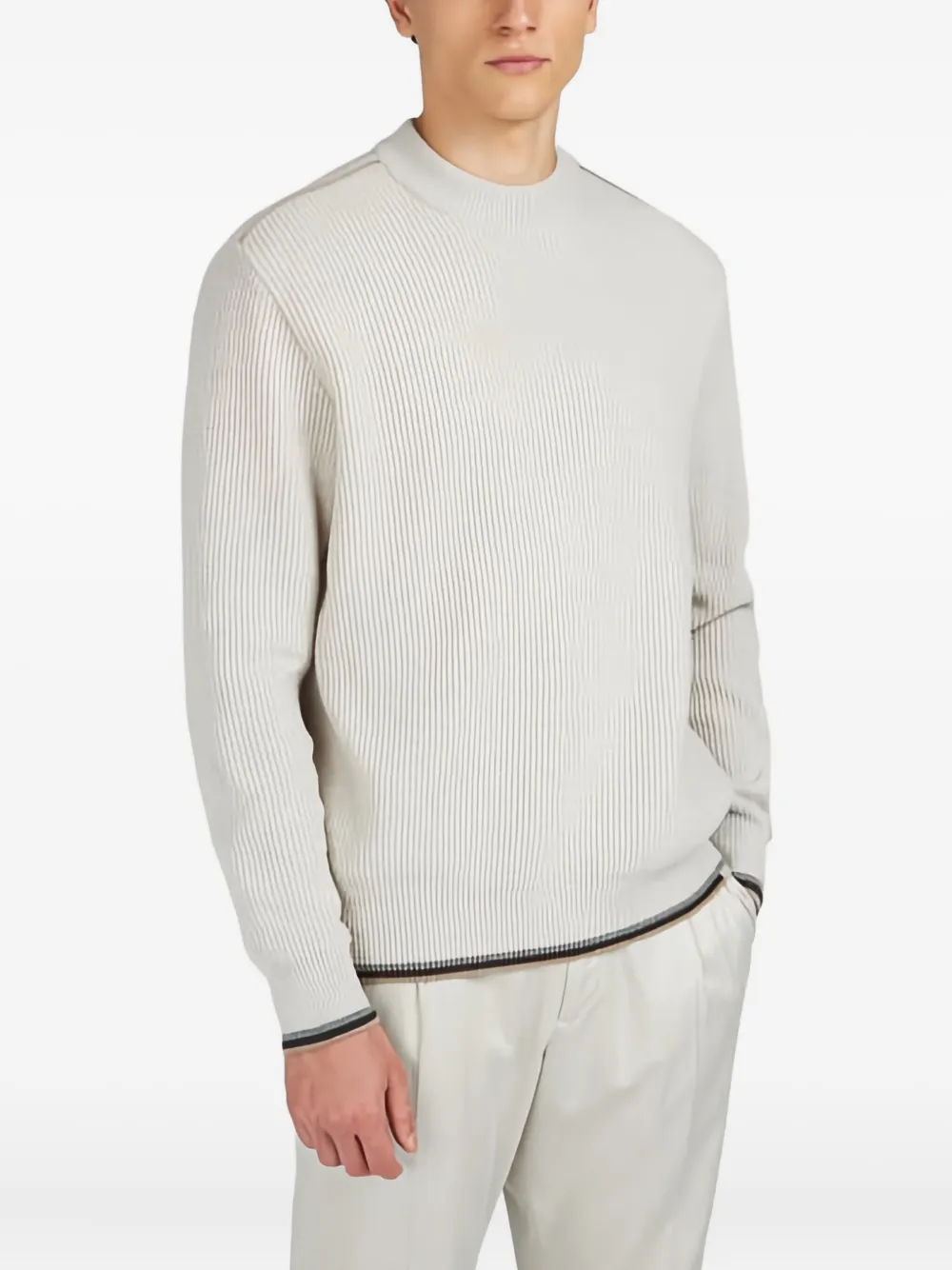 Paul & Shark Geribbelde sweater met ronde hals - Beige