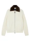 Paul & Shark ribbed zip-up sweater - White