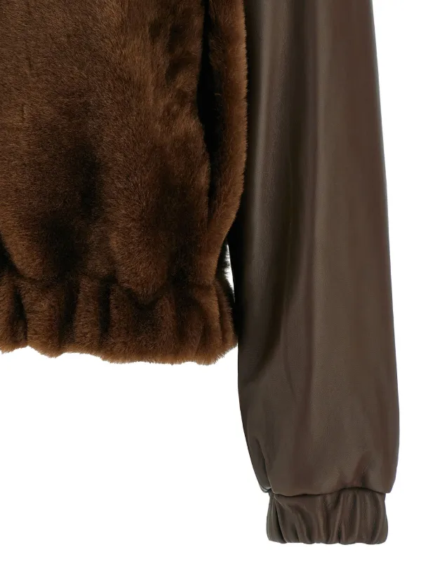 Fabiana Filippi Leather Fur Bomber Jacket | Brown | FARFETCH OM