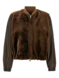 Fabiana Filippi leather fur bomber jacket - Brown