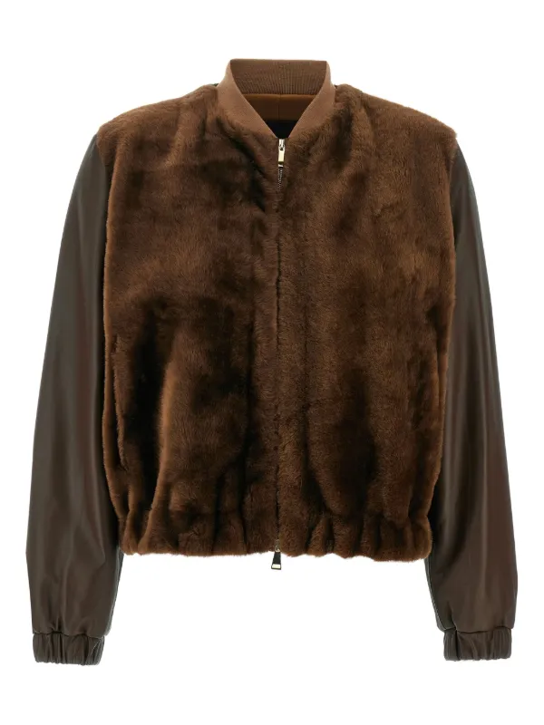 Fabiana Filippi Leather Fur Bomber Jacket | Brown | FARFETCH OM
