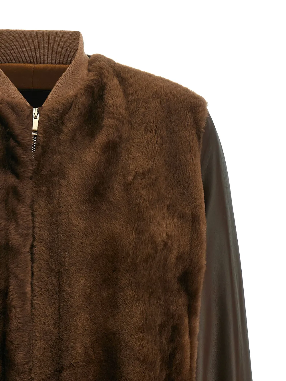 Fabiana Filippi leather fur bomber jacket Bruin