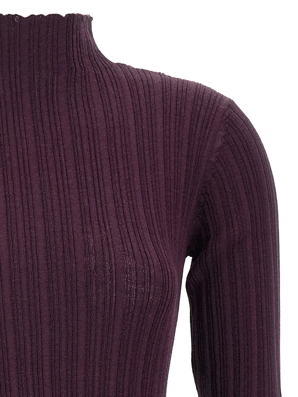 Giuseppe Di Morabito ribbed-knit high-neck sash mini dress Paars