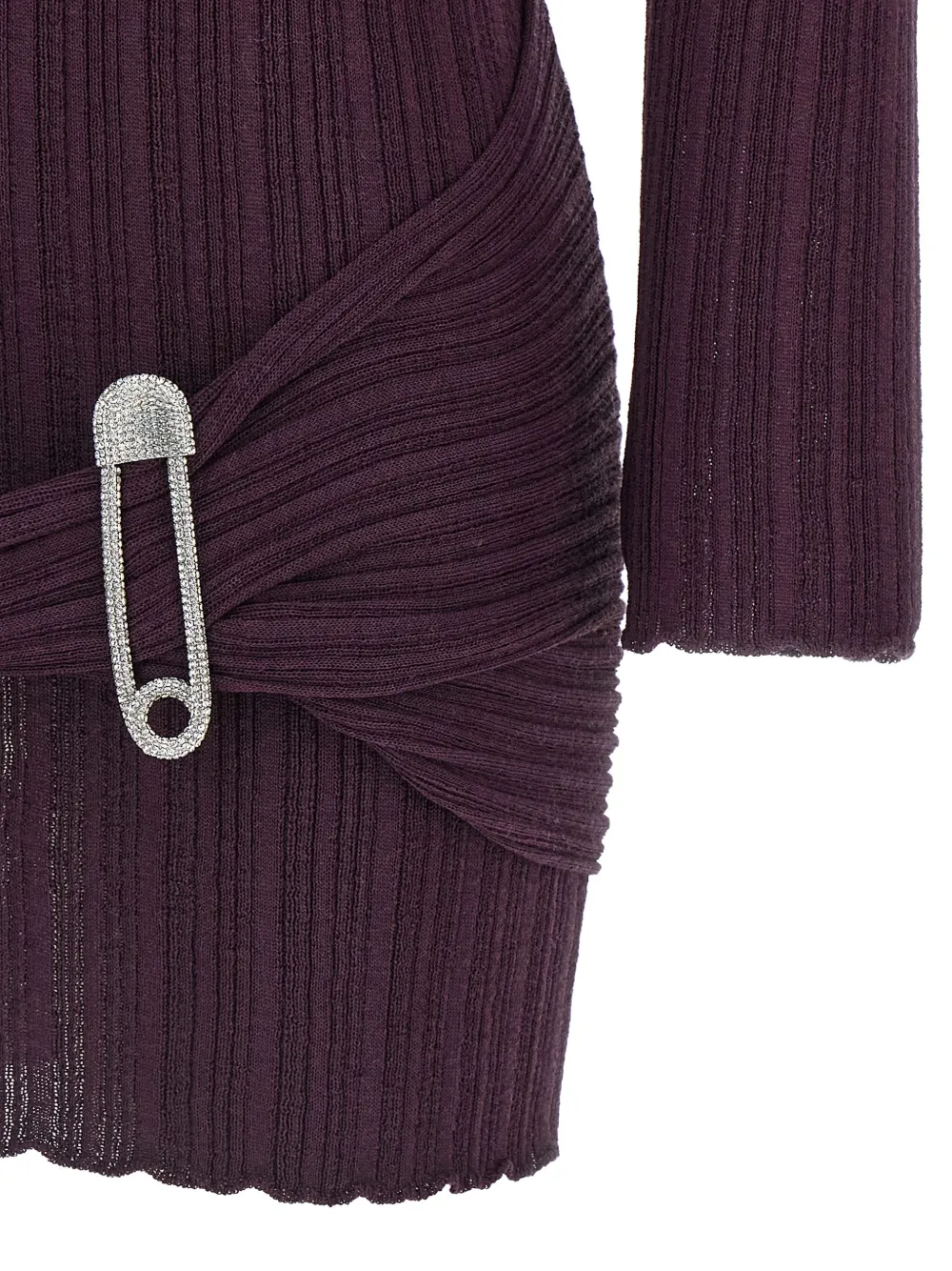 Giuseppe Di Morabito ribbed-knit high-neck sash mini dress Paars