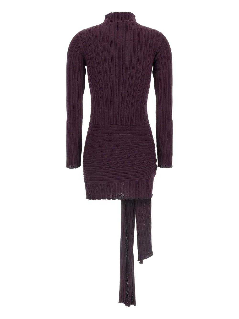 Giuseppe Di Morabito ribbed-knit high-neck sash mini dress Paars