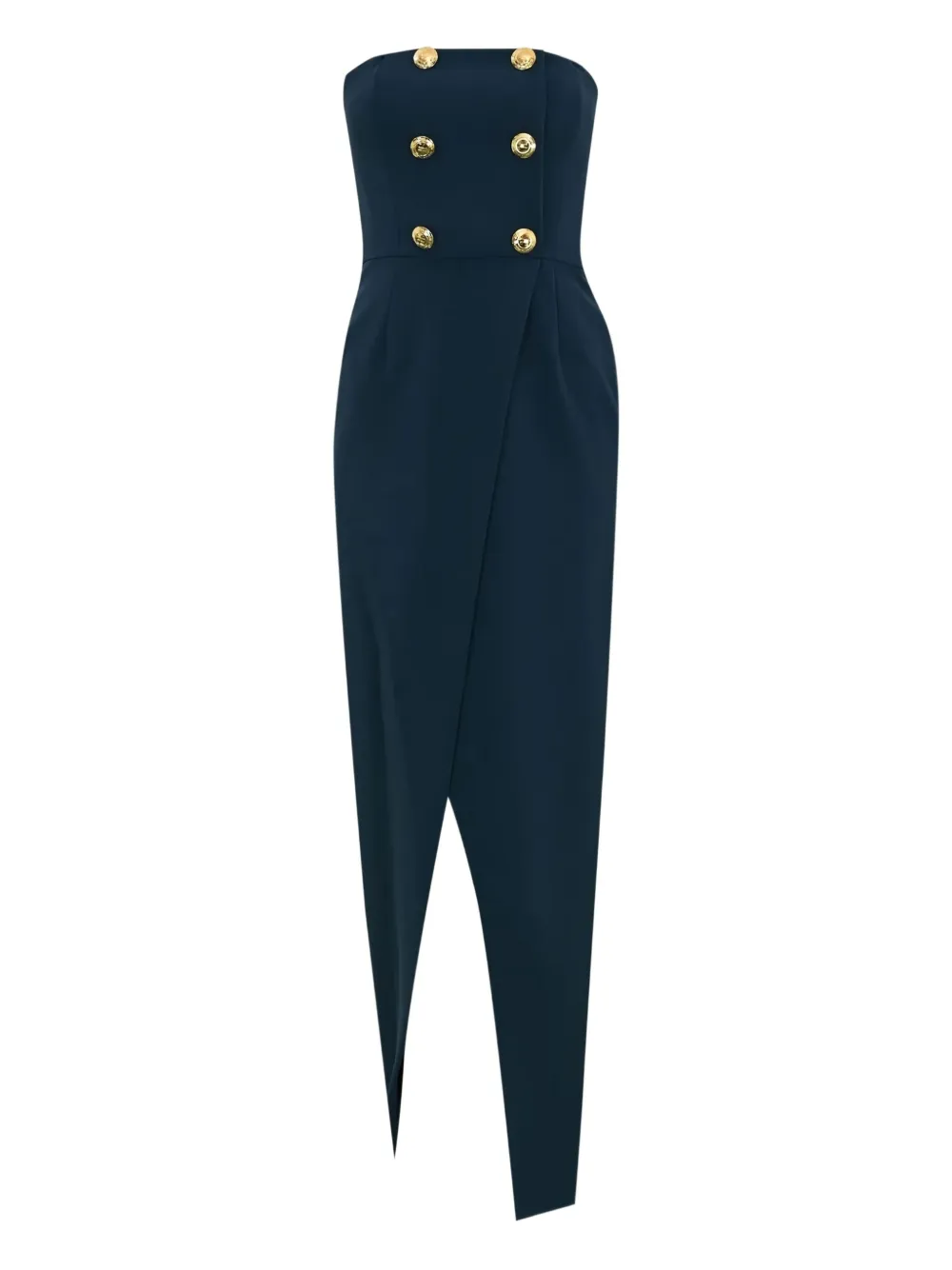 Elisabetta Franchi button crêpe strapless midi dress - ブルー Elisabetta Franchi button crêpe strapless midi dress - ブルー