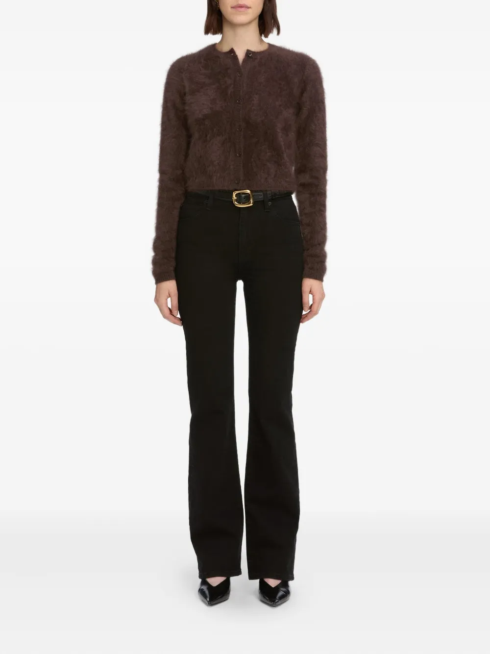 Frame Teddy Cardigan In Brown
