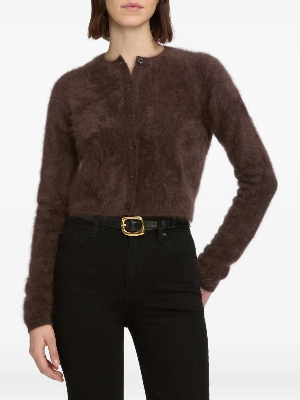 Frame Teddy Cardigan In Brown