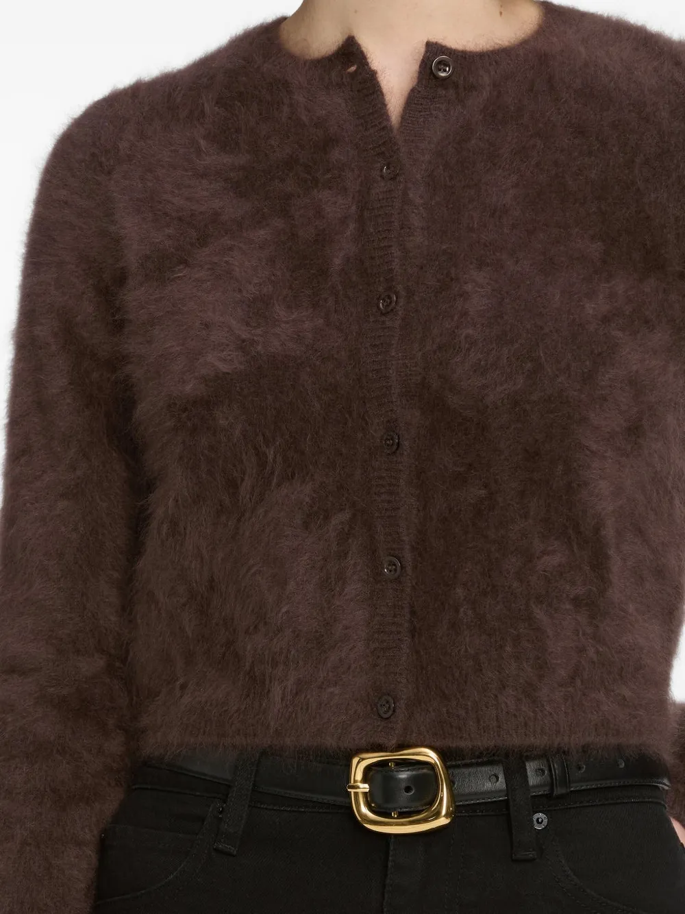 Frame Teddy Cardigan In Brown