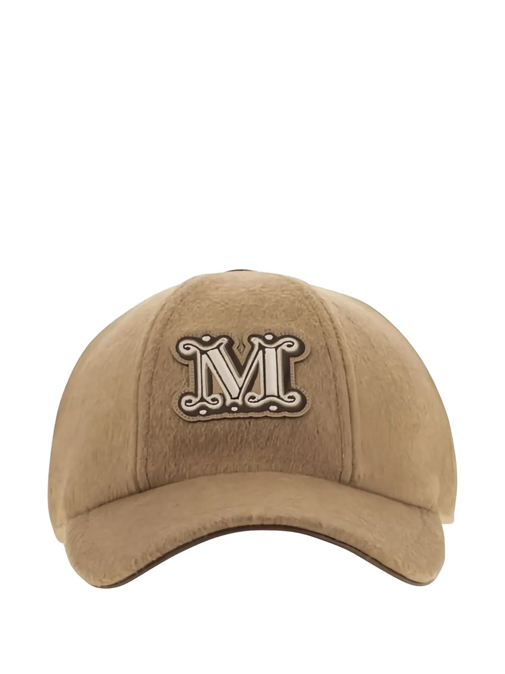 Max Mara Fedora Logo-patch Camel Wool Cap In Brown