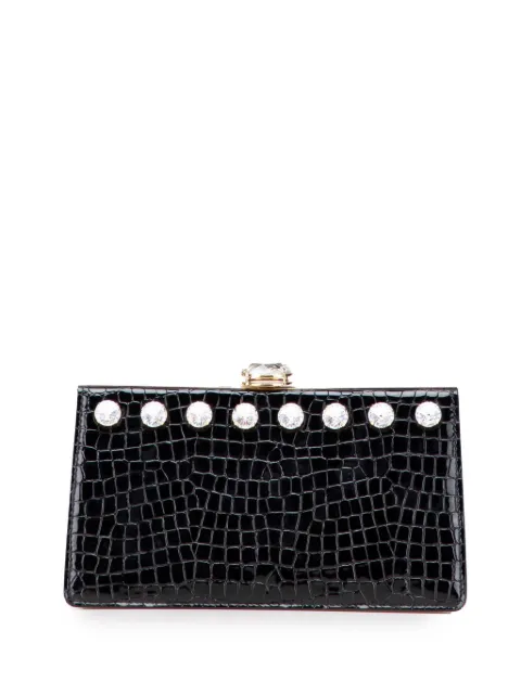 Miu Miu Pre-Owned 2013-2025 Croc Embossed Leather Crystal Embellished Solitaire clutch bag