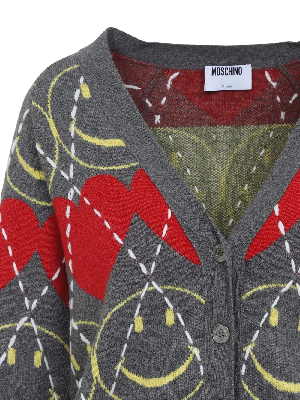 Moschino smiley-heart cardigan Grijs