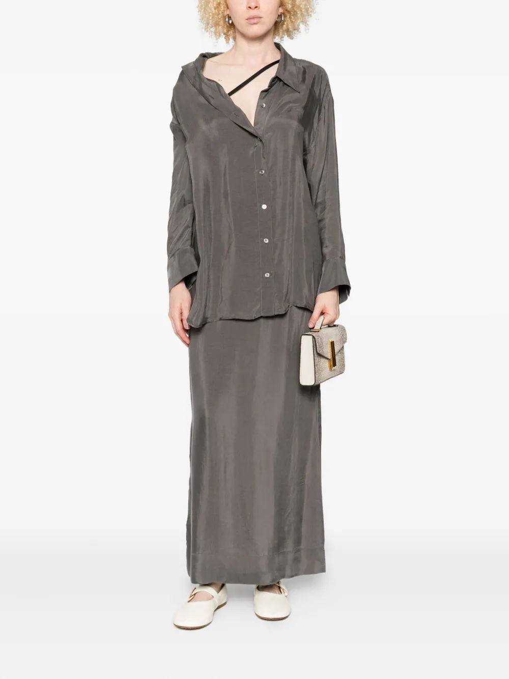 Erika Cavallini asymmetric long-sleeved shirt - Grijs