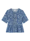 GANNI bow-detailed peplum blouse - Blue