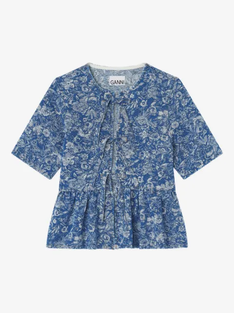 GANNI Blusa com peplum e detalhe de laço