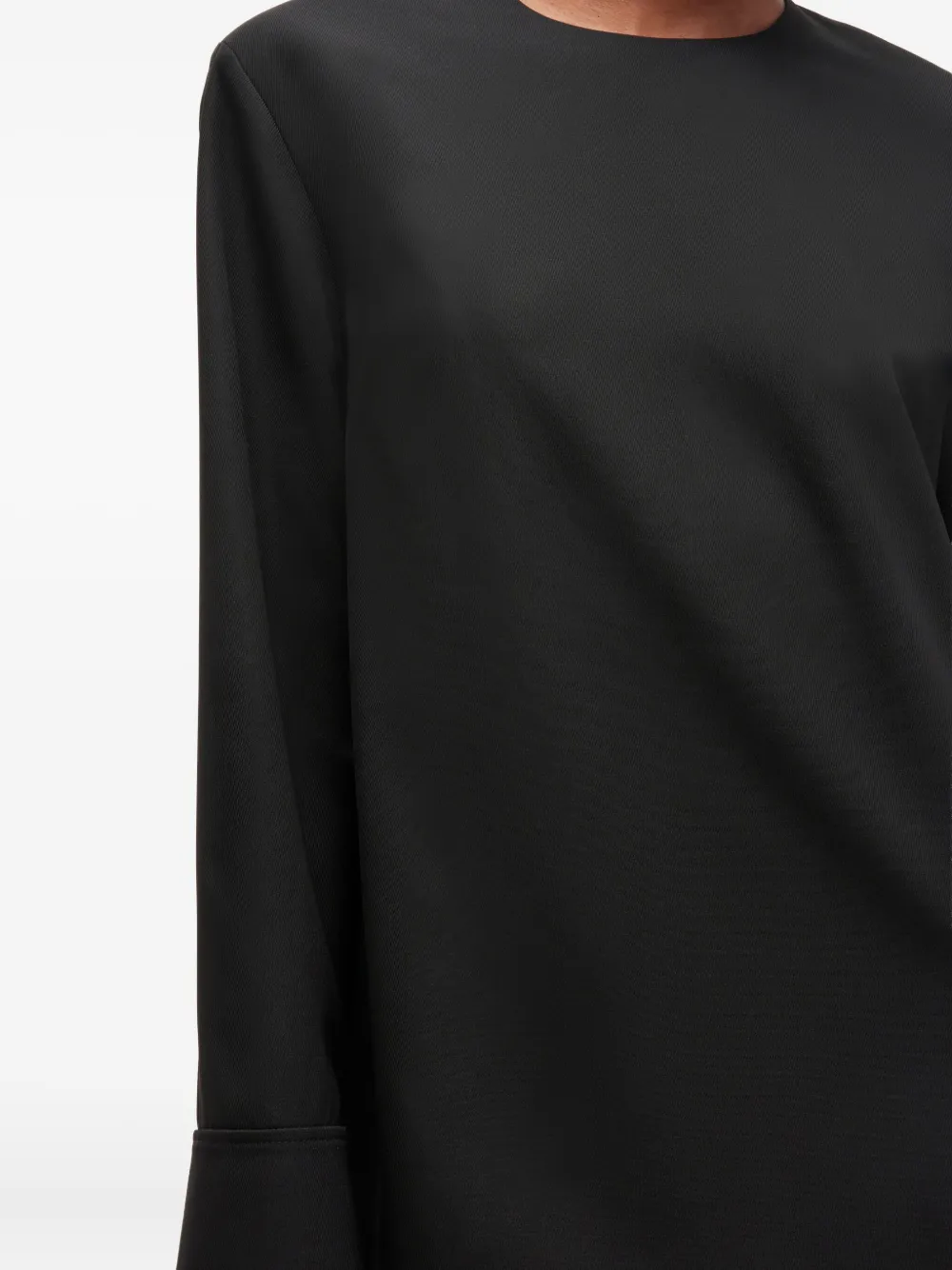 Ganni Light Twill Suiting Circle Collar Mini Dress In Black