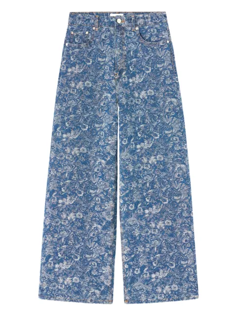 GANNI floral-print wide-leg jeans