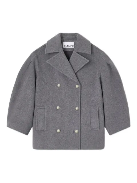 GANNI balloon-sleeves double-breasted coat