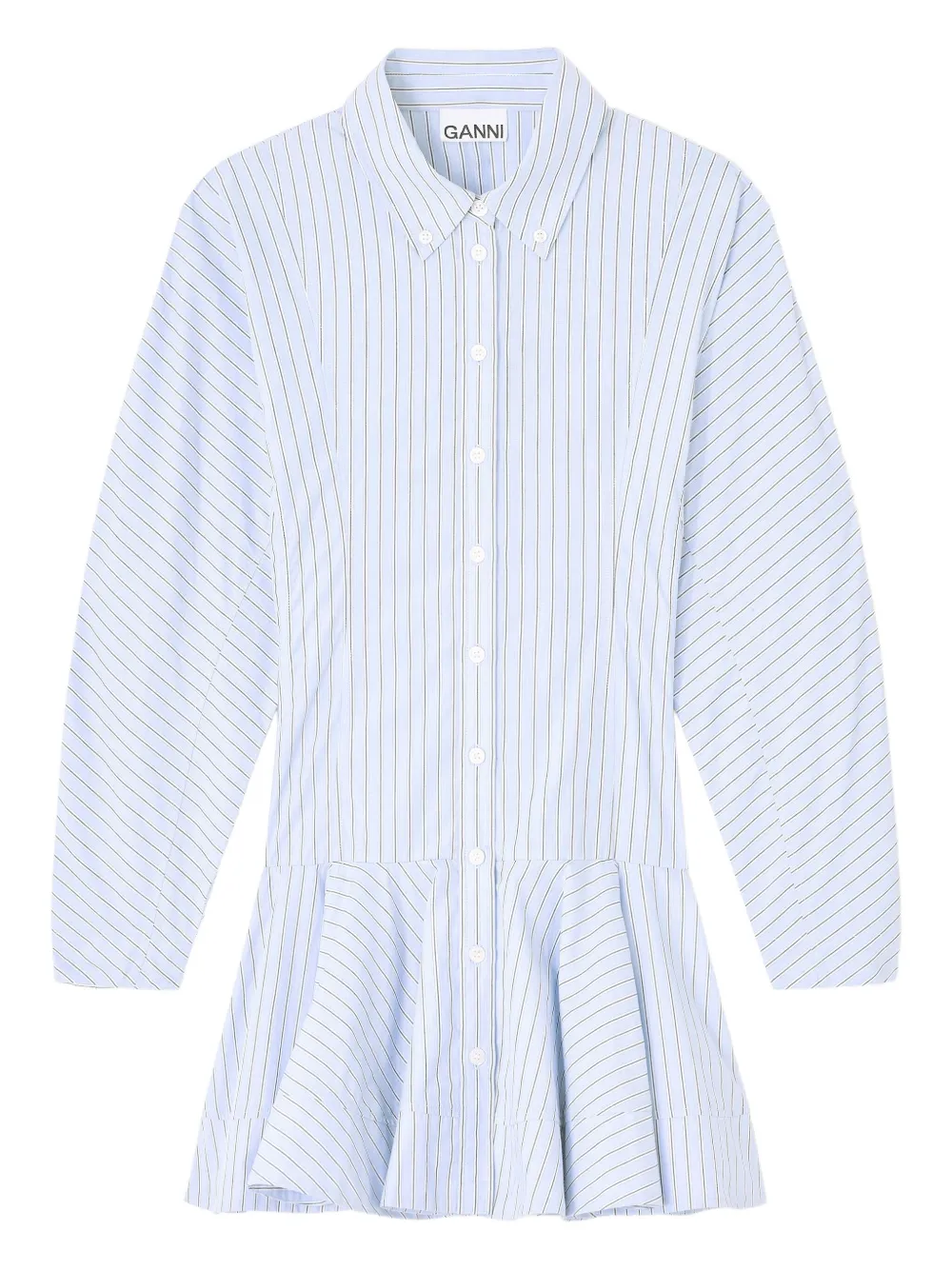 GANNI striped mini shirt dress Blauw