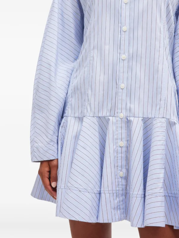 GANNI ストライプ ミニシャツドレス | ブルー | FARFETCH JP