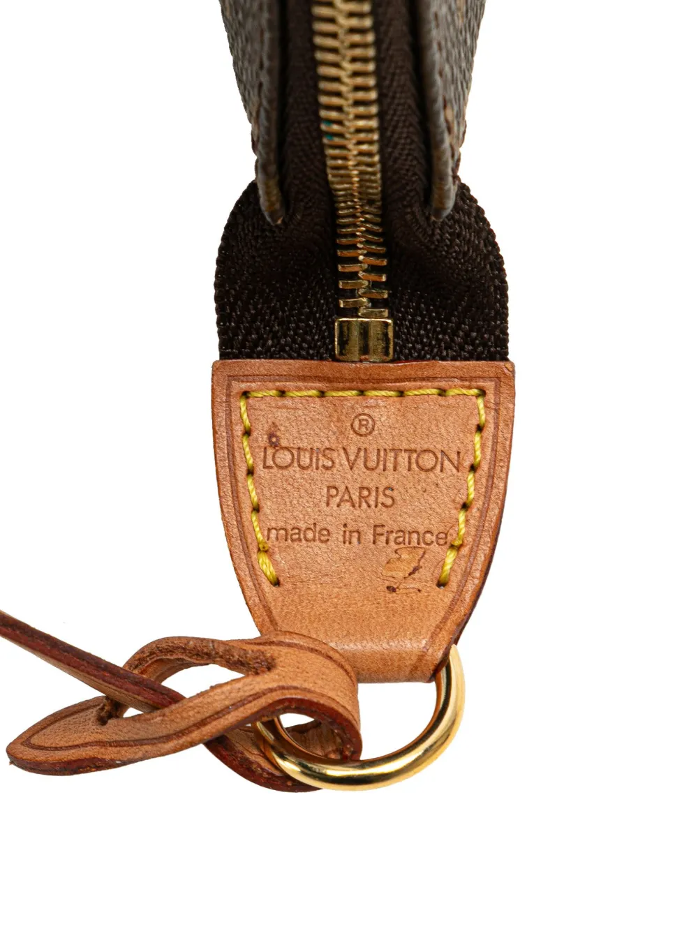 Pre-owned Louis Vuitton 2001 Monogram Pochette Accessoires Shoulder Bag In Brown