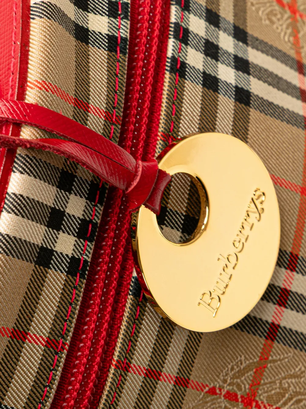 Pre-owned Burberry 20th Century Haymarket Check Canvas Vanity Bag In Brown