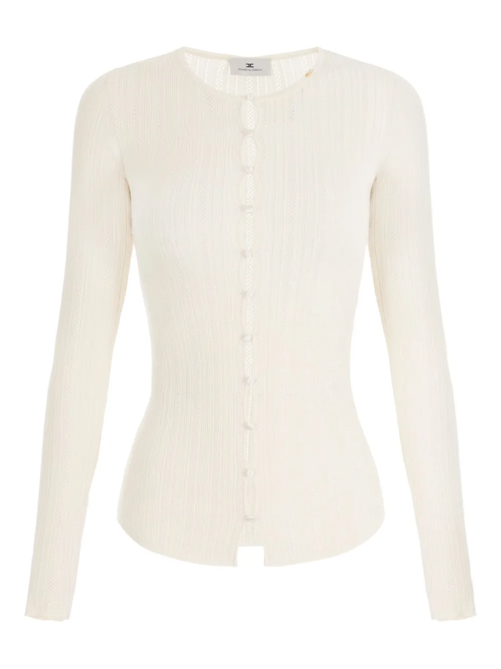 Elisabetta Franchi ribbed button-down top Geel