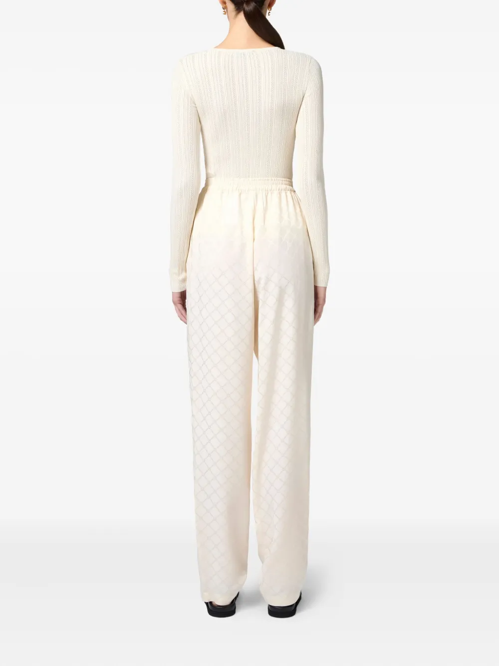 Elisabetta Franchi ribbed button-down top Geel