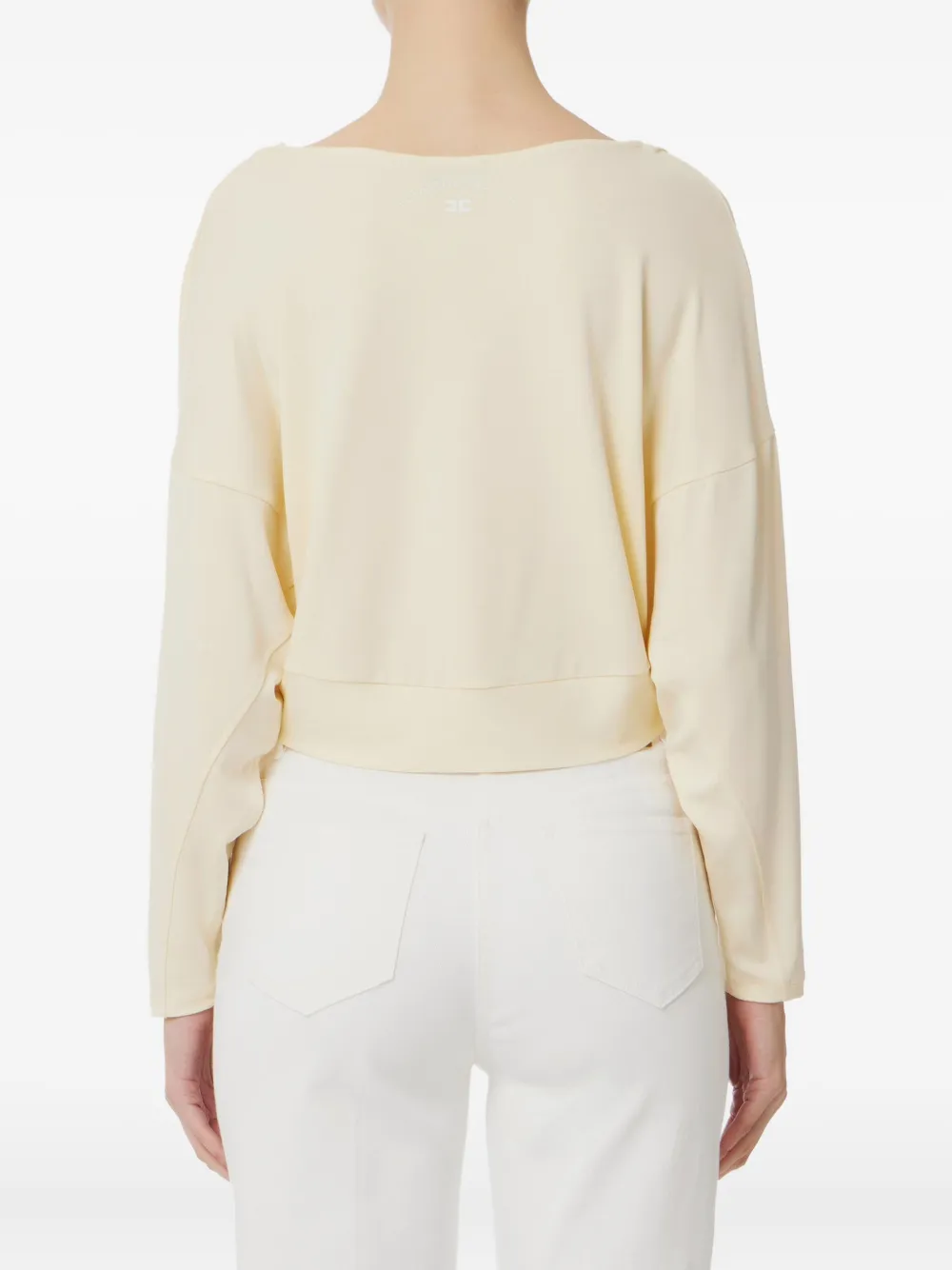 Elisabetta Franchi knot-detail long-sleeves T-shirt Geel